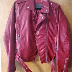 Women's size L vegan leather red jacket